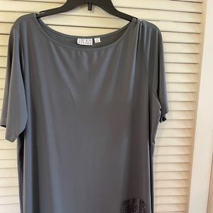 Joan Rivers Short Sleeve Tunic With Sequin Pocket